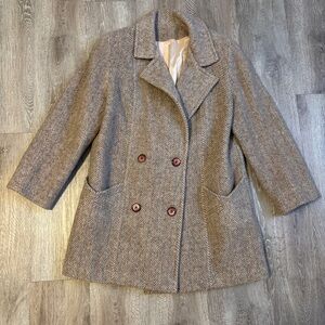 Herman Kay 100% Wool Double-Breasted Coat – Tan/Pink – Est. XL